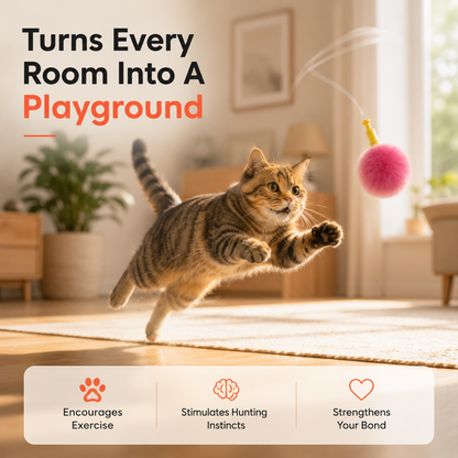 Electric Interactive Plush Wand Teaser for Cats Automatic