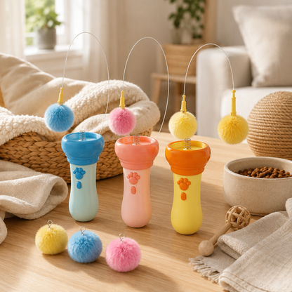 Electric Interactive Plush Wand Teaser for Cats Automatic