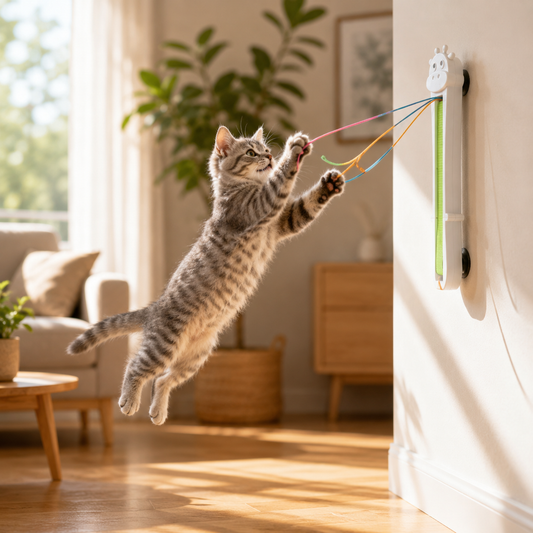 Wall Mounted Wand Teaser for Cats Automatic Hunting