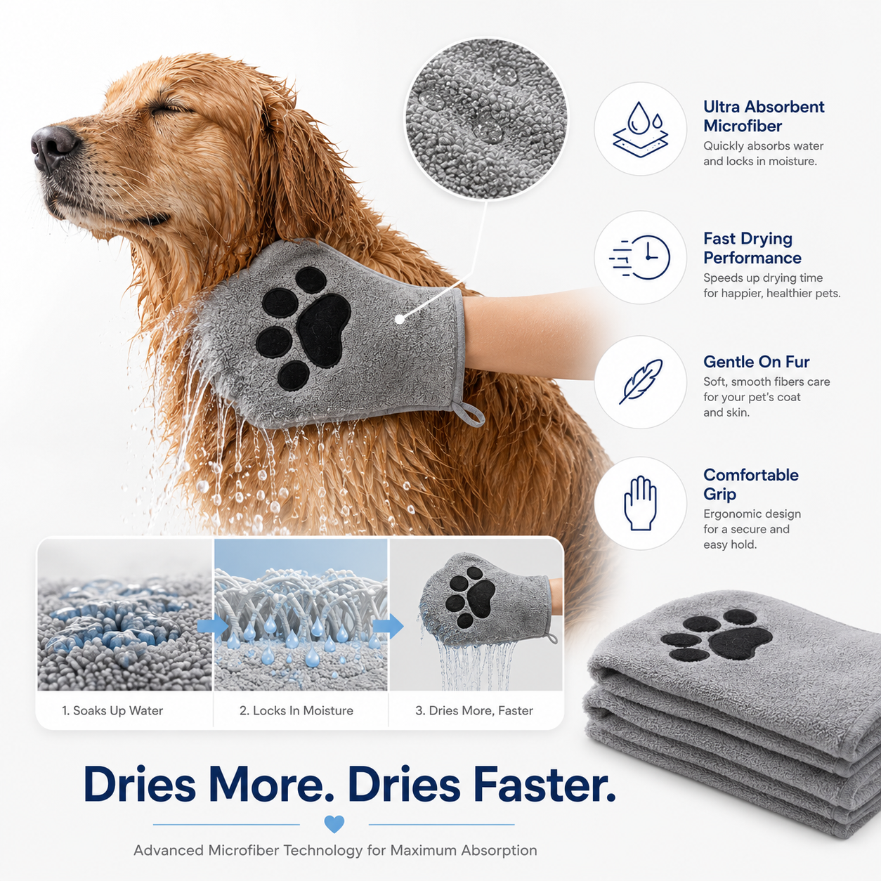 Drying Towel for Cats & Dogs Bath Time