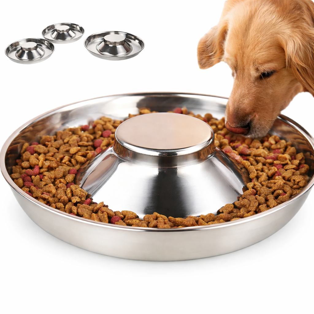 Slow Stainless Steel Feeder Bowl for Cats & Dogs