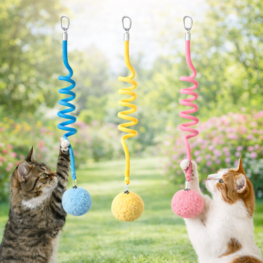 Spring Interactive Ball Toy for Cats Vertical Hunting