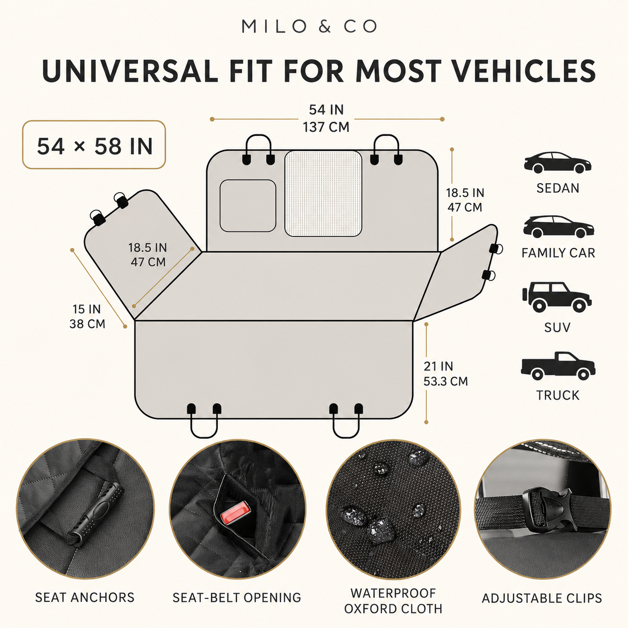 Hard Bottom Dog Car Seat Cover & Back Seat Extender