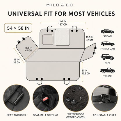Hard Bottom Dog Car Seat Cover & Back Seat Extender