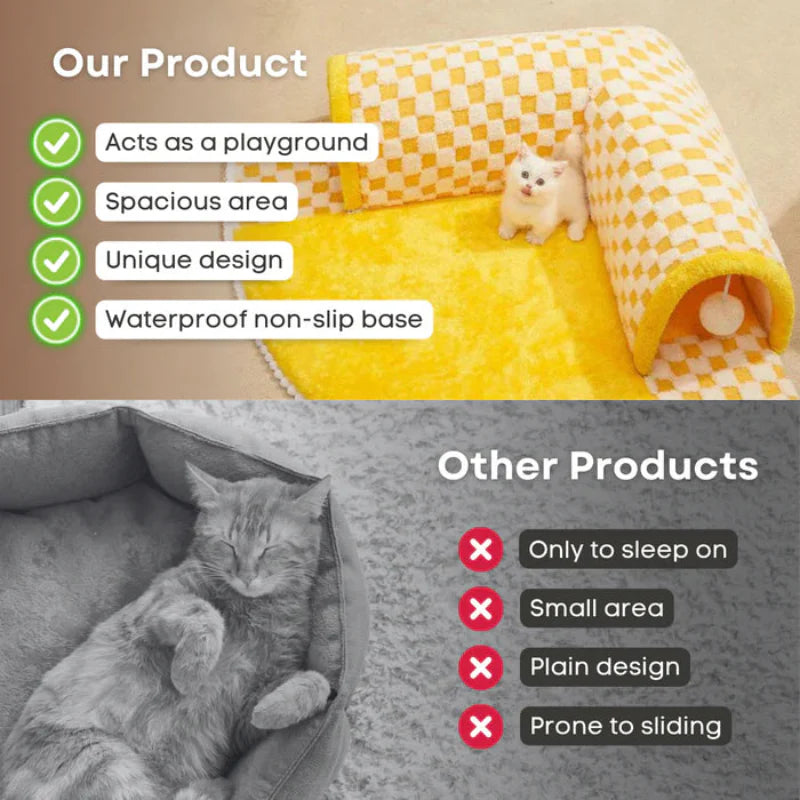 Cozy Memory Foam Bed for Cats Play Purr 2-IN-1