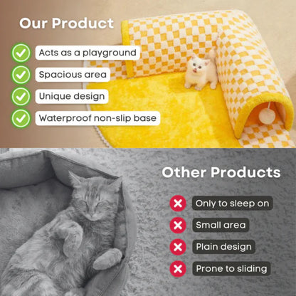 Cozy Memory Foam Bed for Cats Play Purr 2-IN-1
