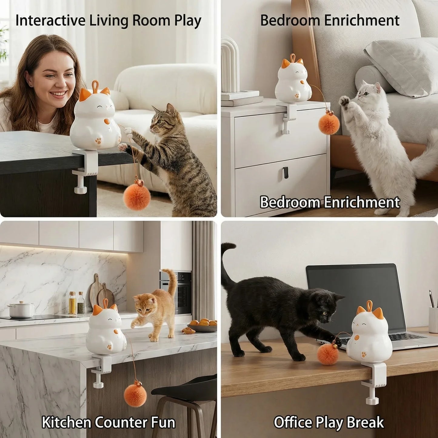 Interactive Plush Wand Teaser for Cats Play Awakens