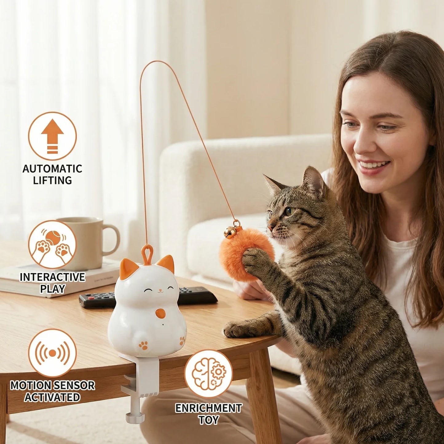 Interactive Plush Wand Teaser for Cats Play Awakens