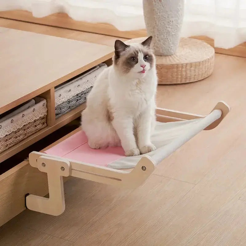 Comfortable Stylish Wooden Hammock for Cats Give Spot