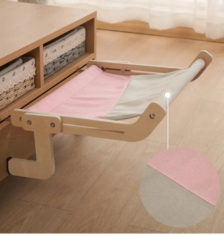 Comfortable Stylish Wooden Hammock for Cats Give Spot