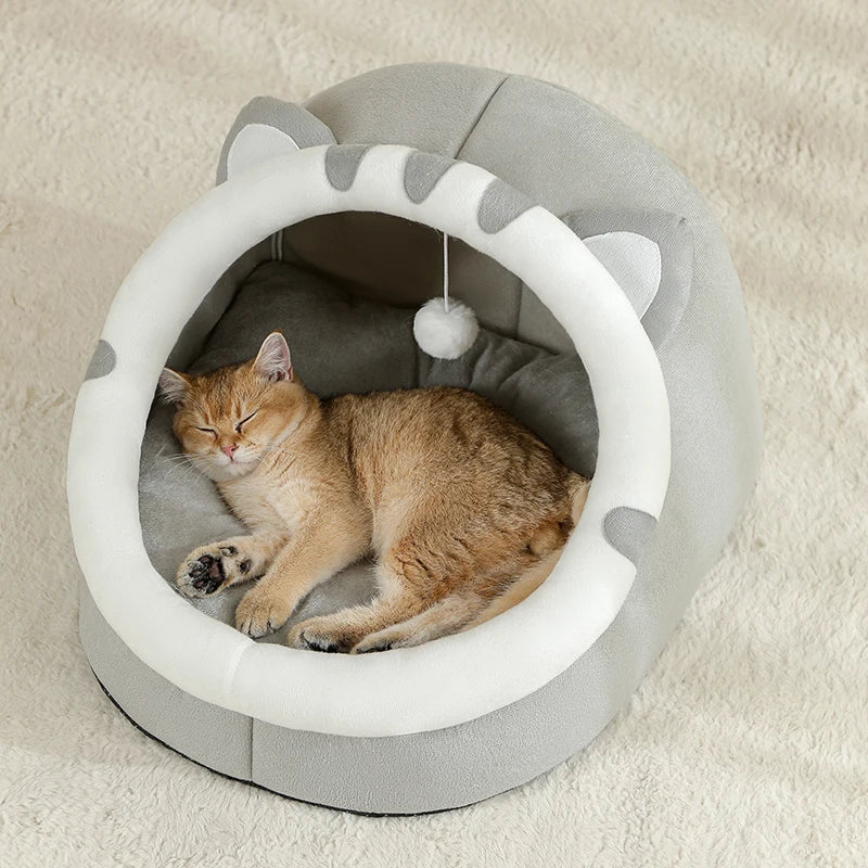 Warm Comfortable Plush Bed for Cats Cozy Cave