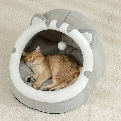 Warm Comfortable Plush Bed for Cats Cozy Cave
