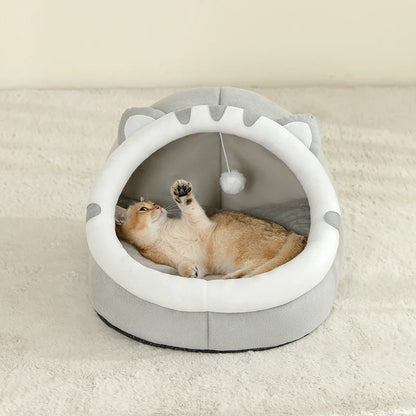Warm Comfortable Plush Bed for Cats Cozy Cave