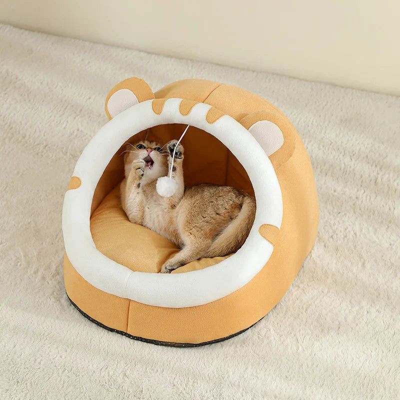 Warm Comfortable Plush Bed for Cats Cozy Cave