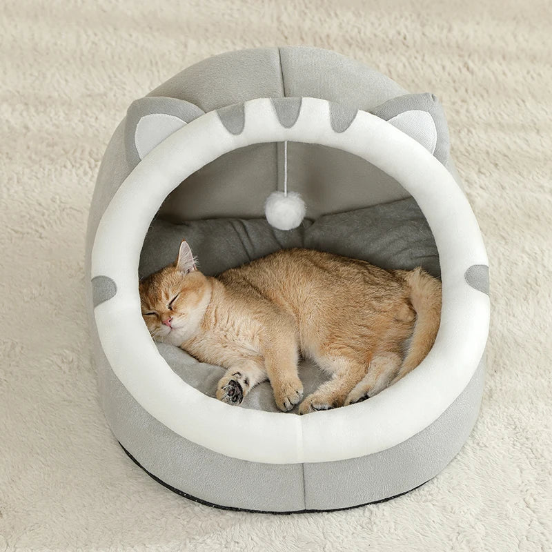 Warm Comfortable Plush Bed for Cats Cozy Cave