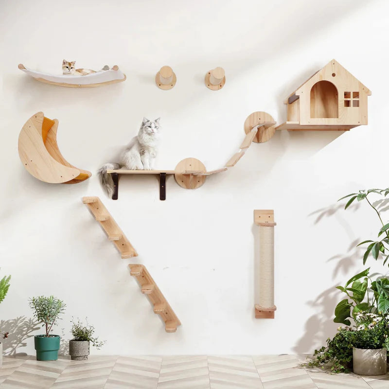 Wall Mounted Scratching Post for Cats Climbing Rewarding
