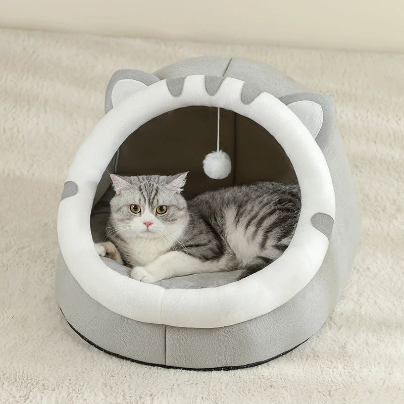 Warm Comfortable Plush Bed for Cats Cozy Cave