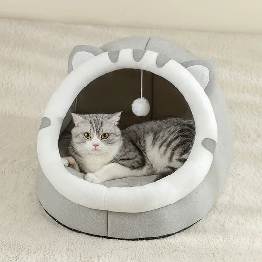 Warm Comfortable Plush Bed for Cats Cozy Cave