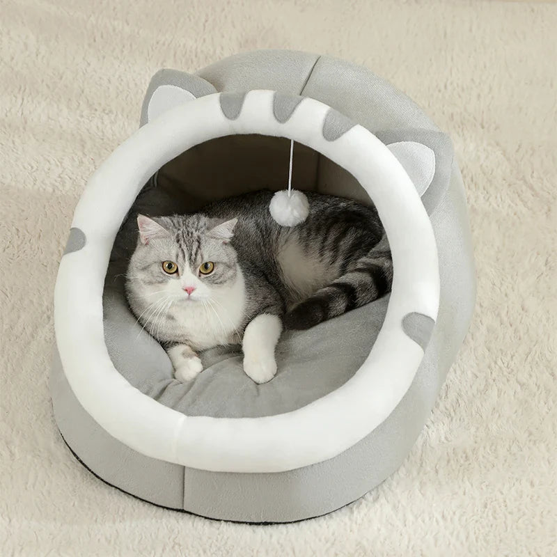 Warm Comfortable Plush Bed for Cats Cozy Cave