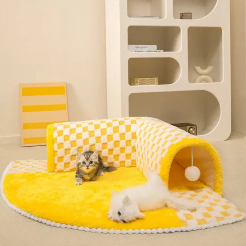 Cozy Memory Foam Bed for Cats Play Purr 2-IN-1