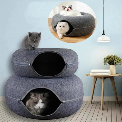 Cozy Interactive Plush Bed for Cats Hideaway Playground