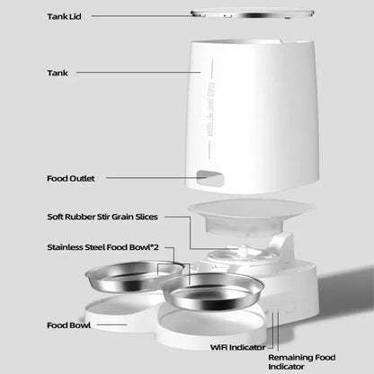 Automatic Remote Slow Feeder Bowl for Cats Waiting 4L