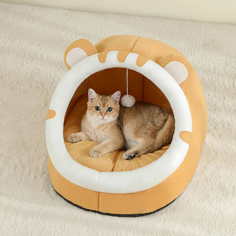 Warm Comfortable Plush Bed for Cats Cozy Cave