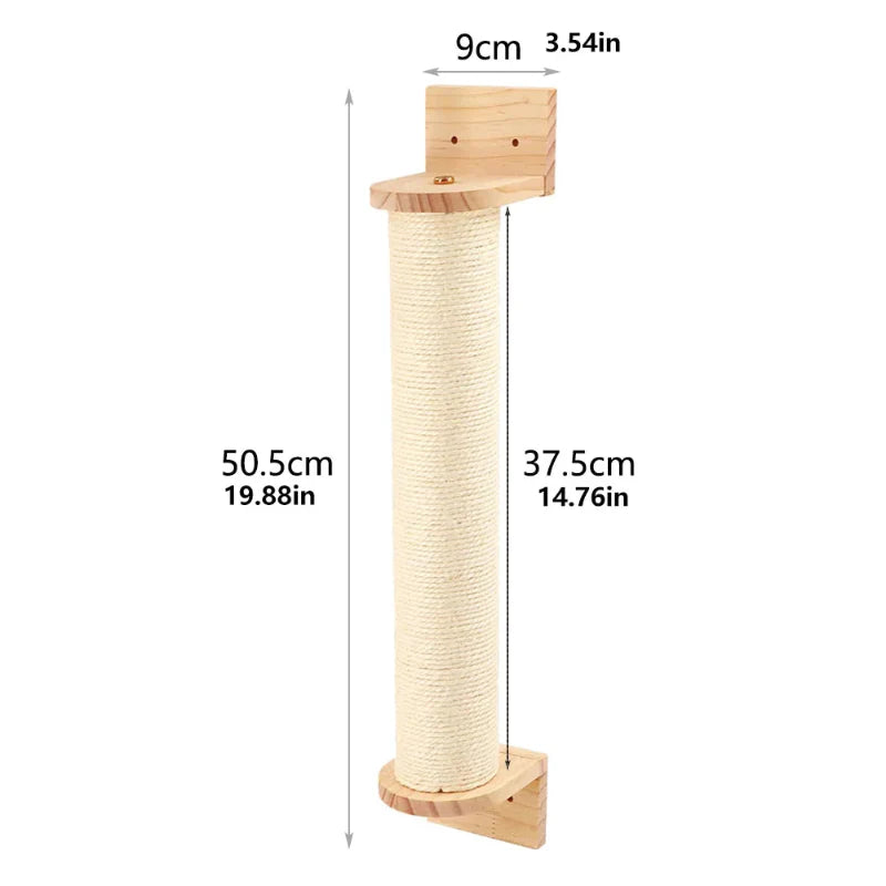 Wall Mounted Scratching Post for Cats Climbing Rewarding