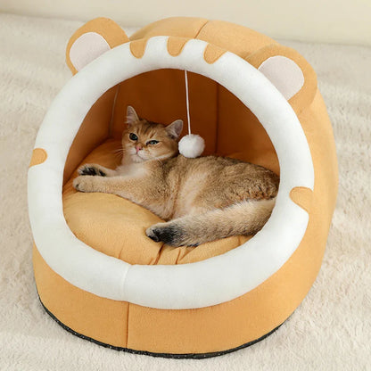 Warm Comfortable Plush Bed for Cats Cozy Cave