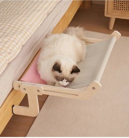 Comfortable Stylish Wooden Hammock for Cats Give Spot