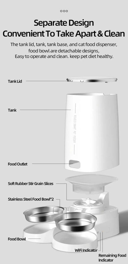 Automatic Remote Slow Feeder Bowl for Cats Waiting 4L
