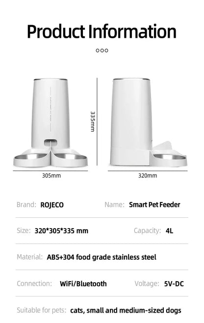 Automatic Remote Slow Feeder Bowl for Cats Waiting 4L