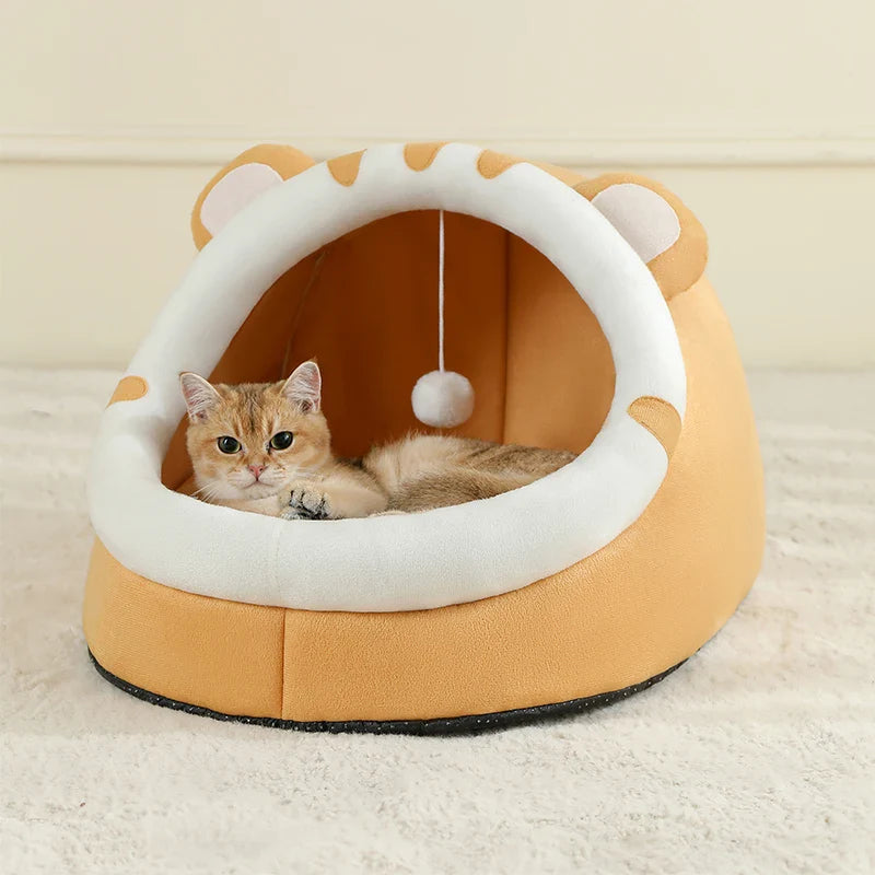 Warm Comfortable Plush Bed for Cats Cozy Cave