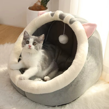 Warm Comfortable Plush Bed for Cats Cozy Cave