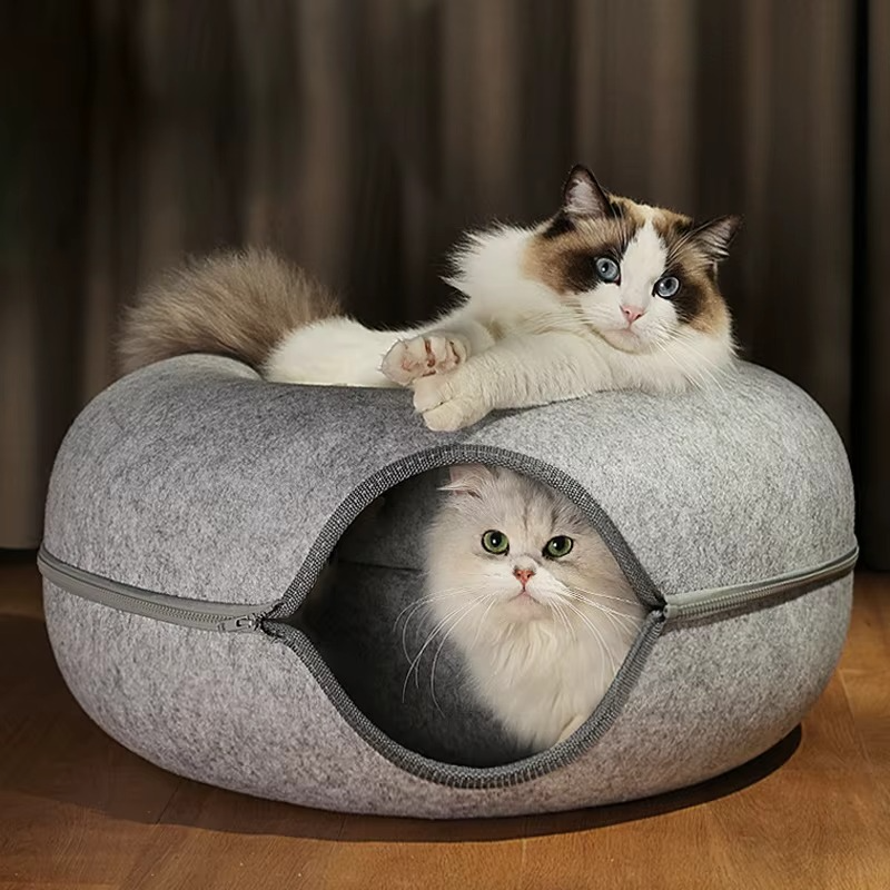 Cozy Interactive Plush Bed for Cats Hideaway Playground