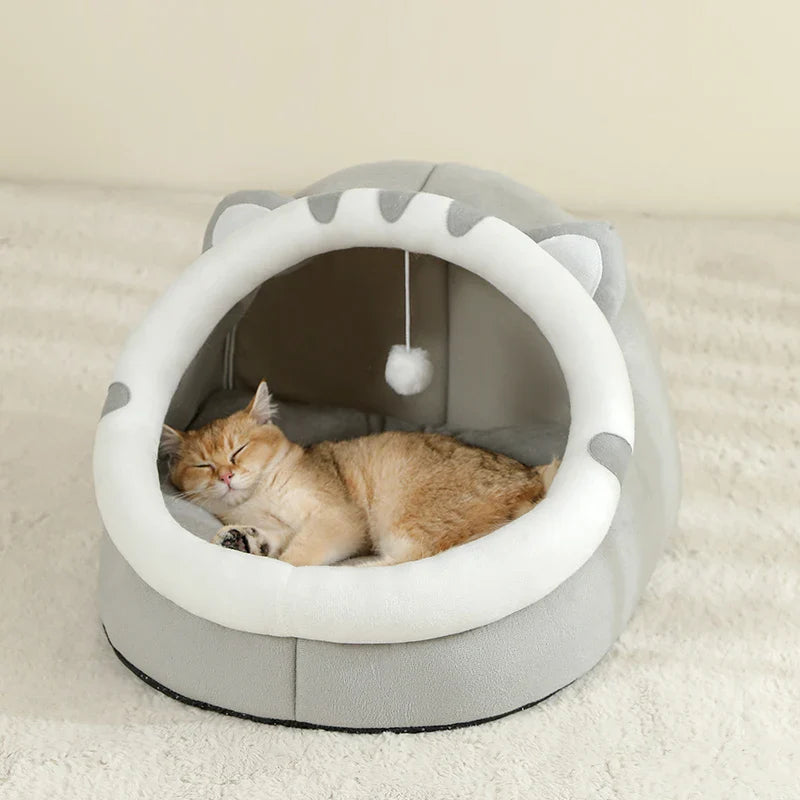 Warm Comfortable Plush Bed for Cats Cozy Cave