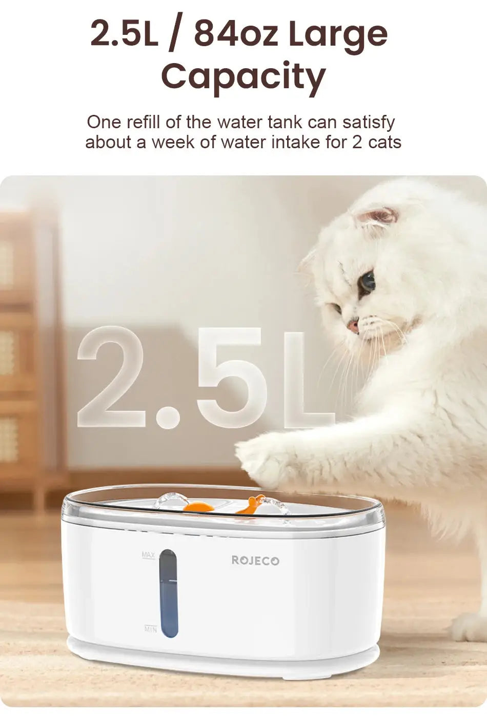 Automatic Dual Water Fountain for Cats Hydrated Healthy 2.5L