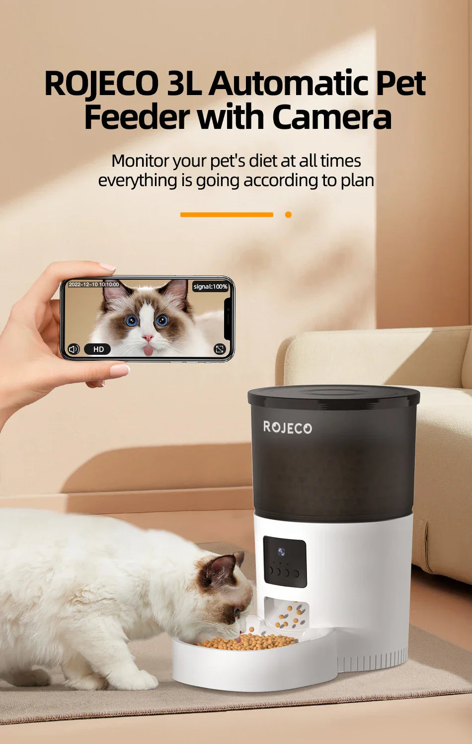 Automatic Slow Feeder Bowl for Cats Waiting Hungry 3L