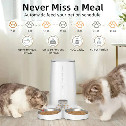 Automatic Remote Slow Feeder Bowl for Cats Waiting 4L