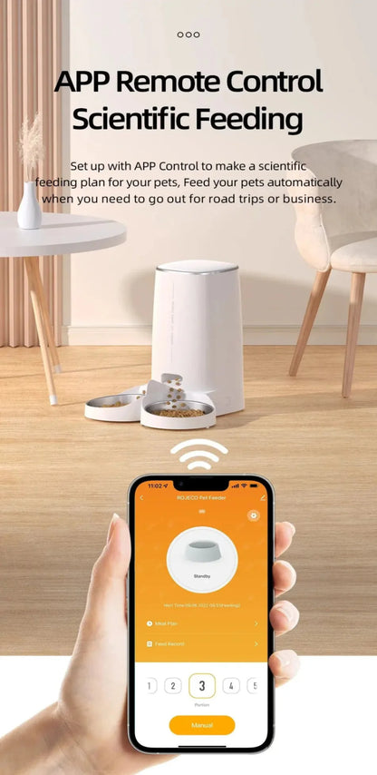 Automatic Remote Slow Feeder Bowl for Cats Waiting 4L