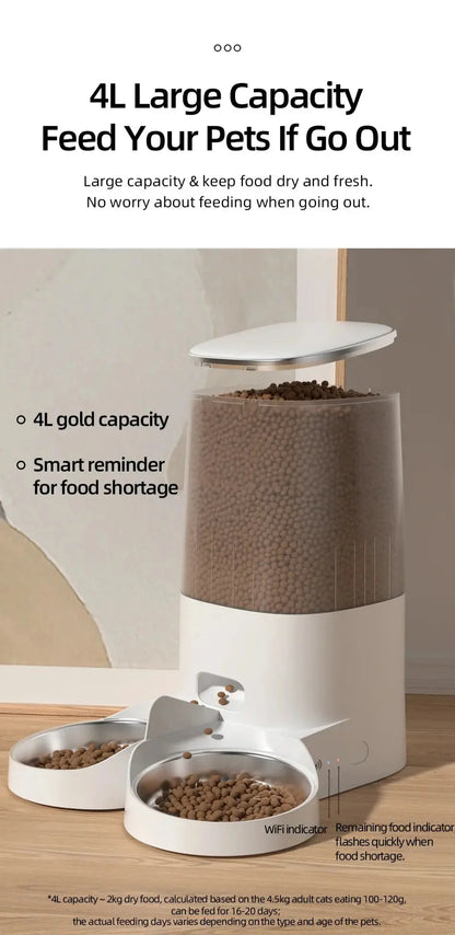 Automatic Remote Slow Feeder Bowl for Cats Waiting 4L