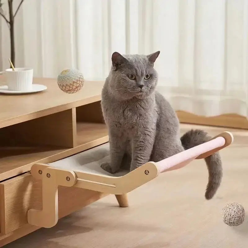 Comfortable Stylish Wooden Hammock for Cats Give Spot