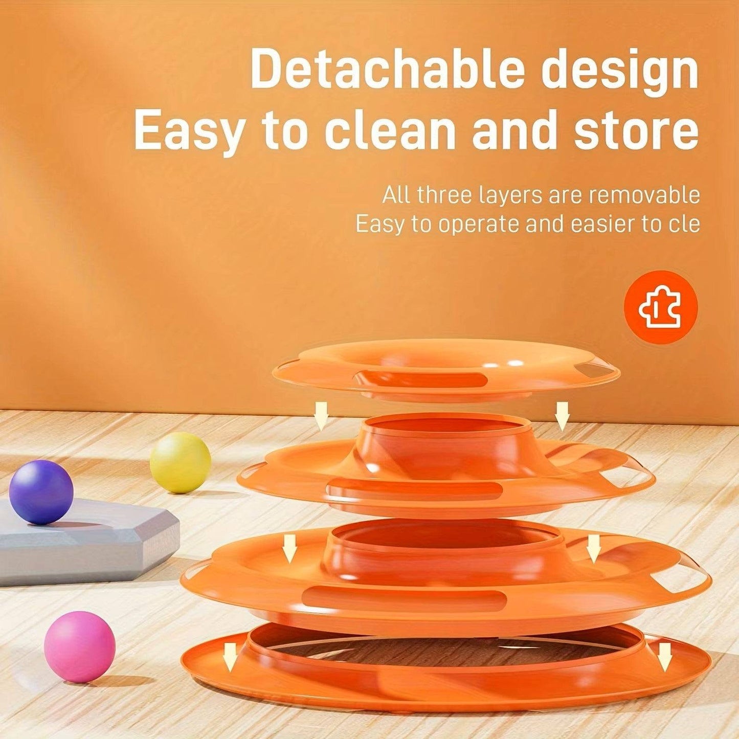 Interactive Ball Toy for Cats Entertained Layer Tower